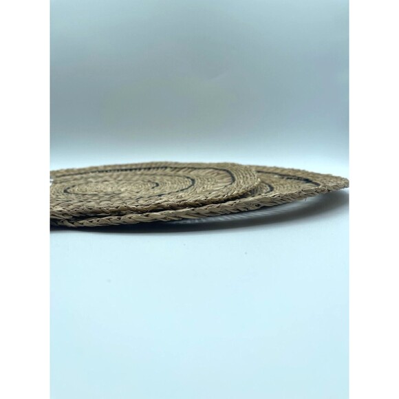 MORDEN HOUSE Round Woven Straw Placemats with Black Accents- 13.75" Diameter NWT - Picture 13 of 13